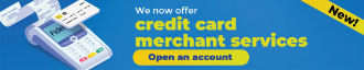 New! We now offer credit card merchant services. Open an acount