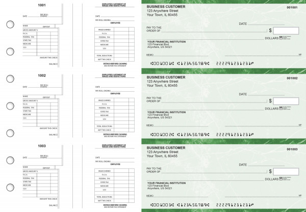 Green Marble Multi-Purpose Salary Voucher Business Checks | BU3-7GMA01-MPS