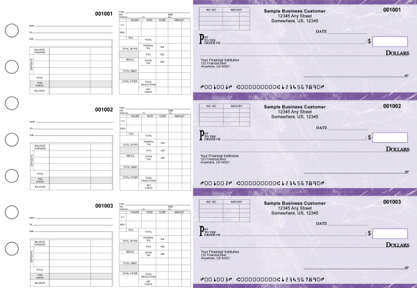Purple Marble Multipurpose Invoice Payroll Business Checks | BU3-7UMA01-MIP