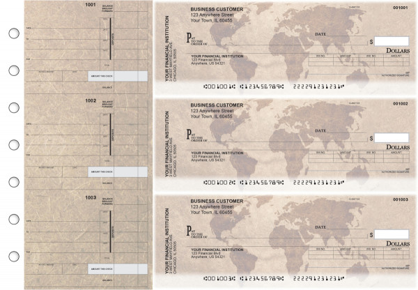 World Map Invoice Business Checks | BU3-CDS26-INV