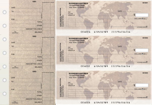 World Map Standard Invoice Business Checks | BU3-CDS26-SNV