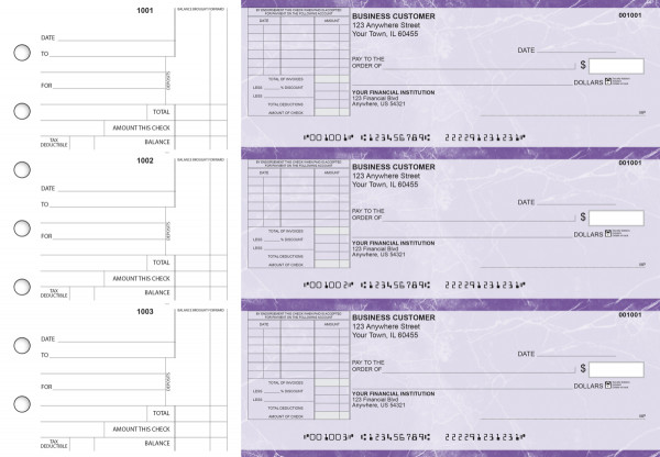 Purple Marble Standard Itemized Invoice Business Checks | BU3-UMA01-SII
