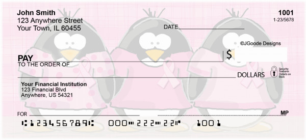 Jen Goode's Ribbon Penguins Personal Checks | JEN-09
