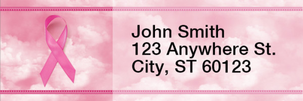 Pink Support Ribbon Rectangle Address Labels | LRROPC-01